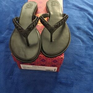 Tory Burch Black Chain Detail Sandals